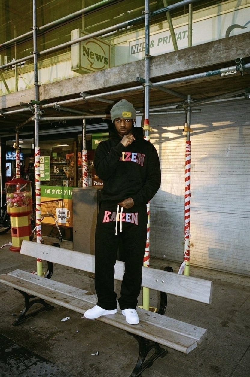BLACK "KAIZEN" HOODIE